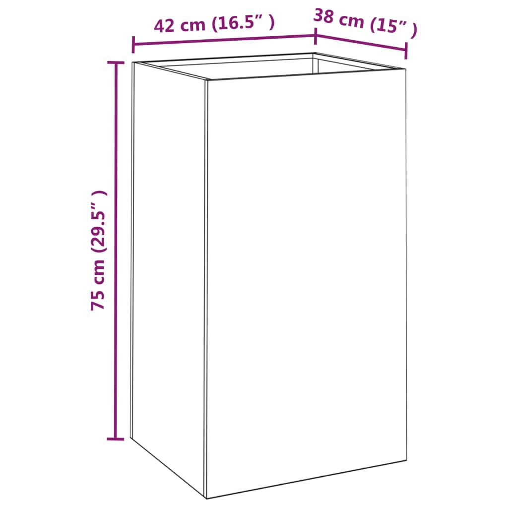 Truhlík 42x38x75 cm cortenová ocel