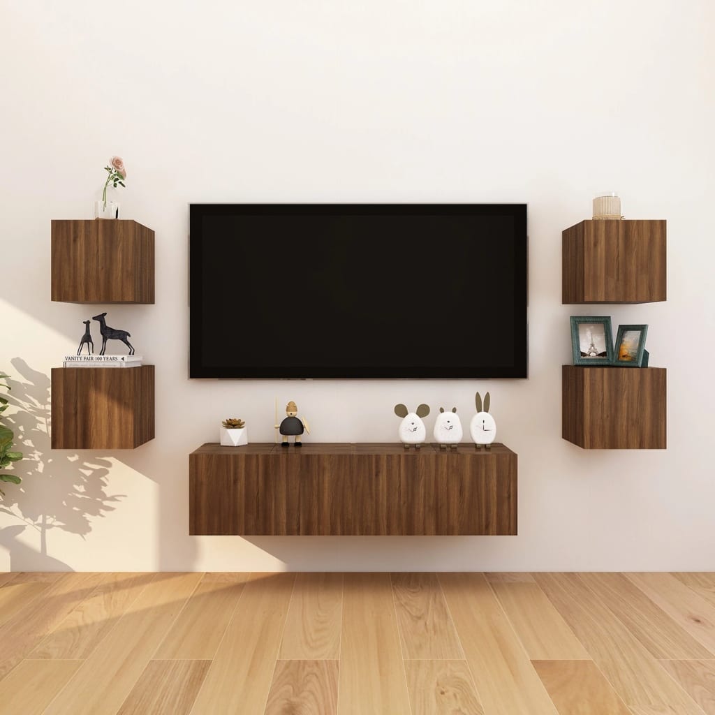 Nástěnné TV skříňky 8 ks hnědý dub 30,5 x 30 x 30 cm