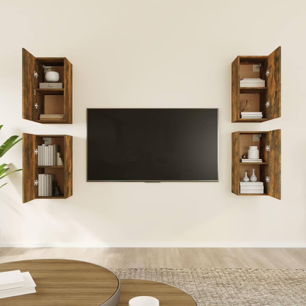 TV skříňky 4 ks kouřový dub 30,5 x 30 x 60 cm kompozitní dřevo