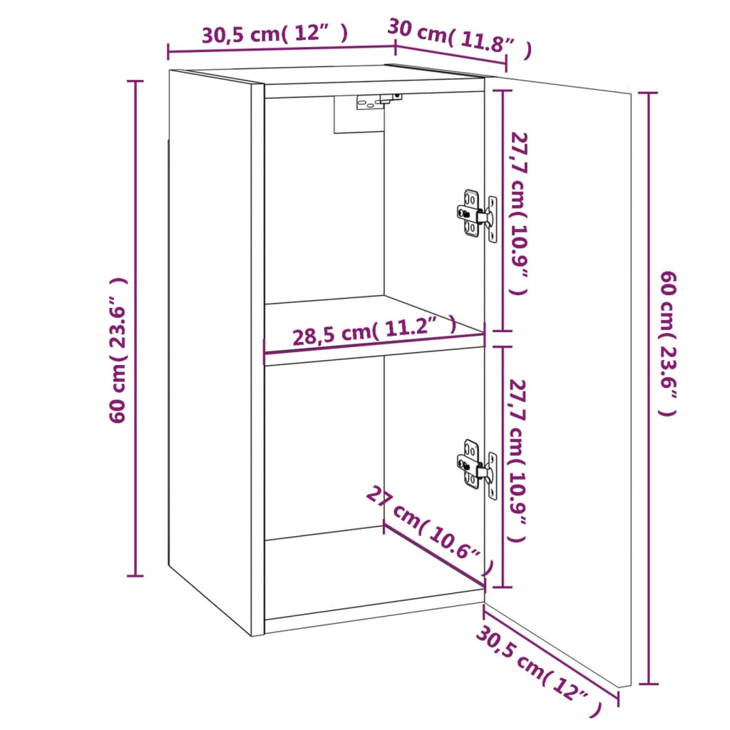 TV skříňky 4 ks kouřový dub 30,5 x 30 x 60 cm kompozitní dřevo