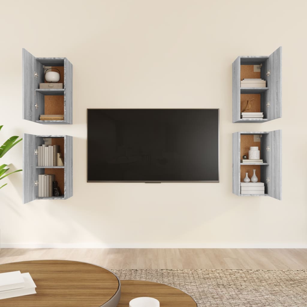 TV skříňky 4 ks šedé sonoma 30,5 x 30 x 60 cm kompozitní dřevo