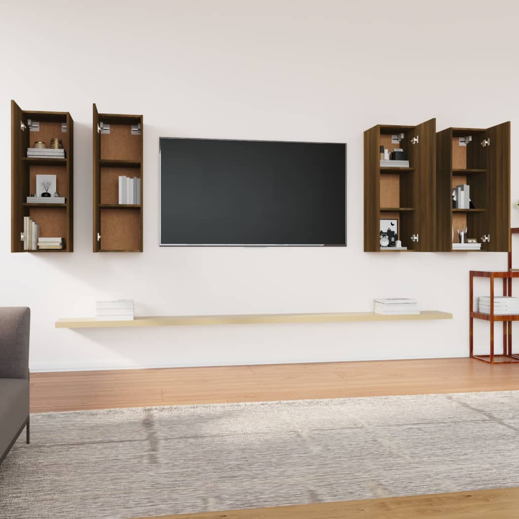 TV skříňky 4 ks hnědý dub 30,5 x 30 x 90 cm kompozitní dřevo