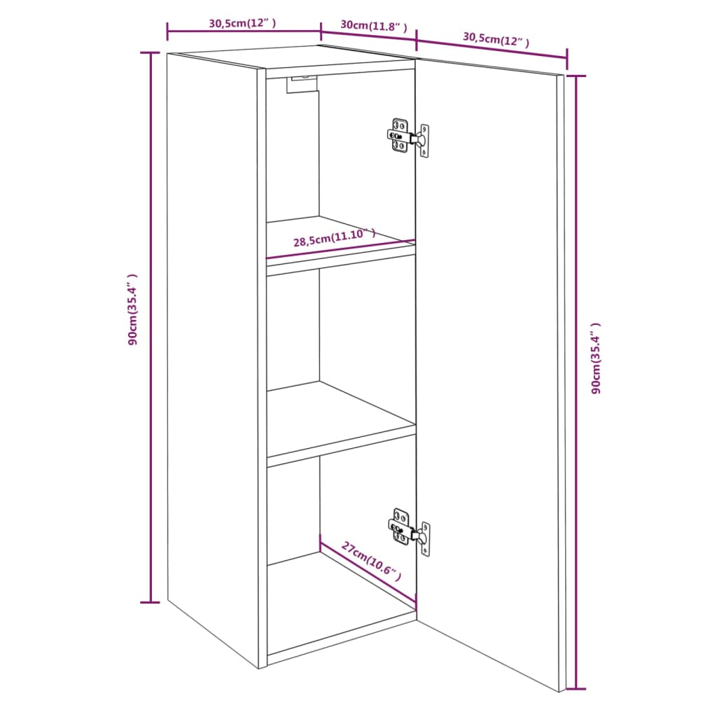 TV skříňky 4 ks hnědý dub 30,5 x 30 x 90 cm kompozitní dřevo