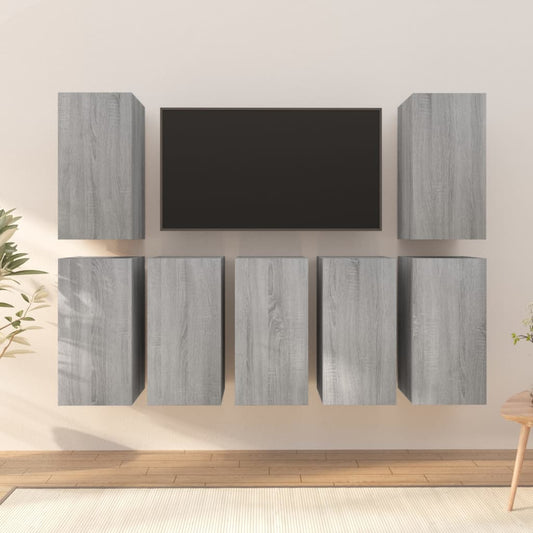 TV skříňky 7 ks šedé sonoma 30,5 x 30 x 60 cm kompozitní dřevo