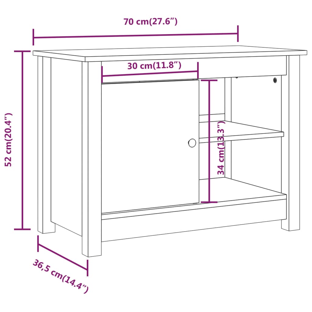 TV skříňka 70 x 36,5 x 52 cm masivní borové dřevo