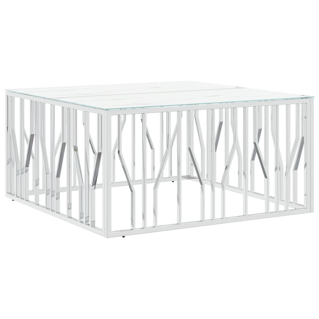 Konferenční stolek stříbrný 100x100x50 cm nerezová ocel a sklo