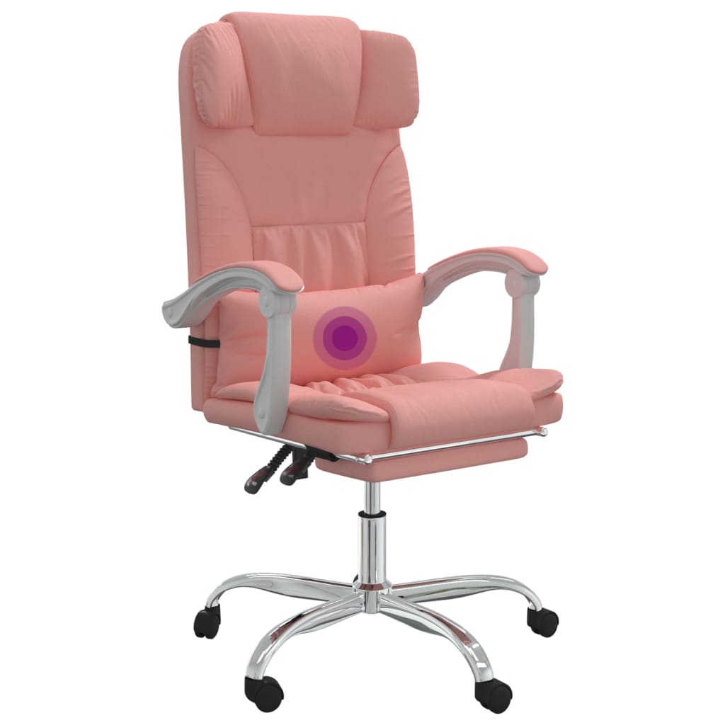 Masážní polohovací kancelářské křeslo růžové umělá kůže