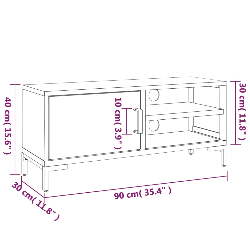 TV stolek hnědý 90 x 30 x 40 cm masivní borové dřevo