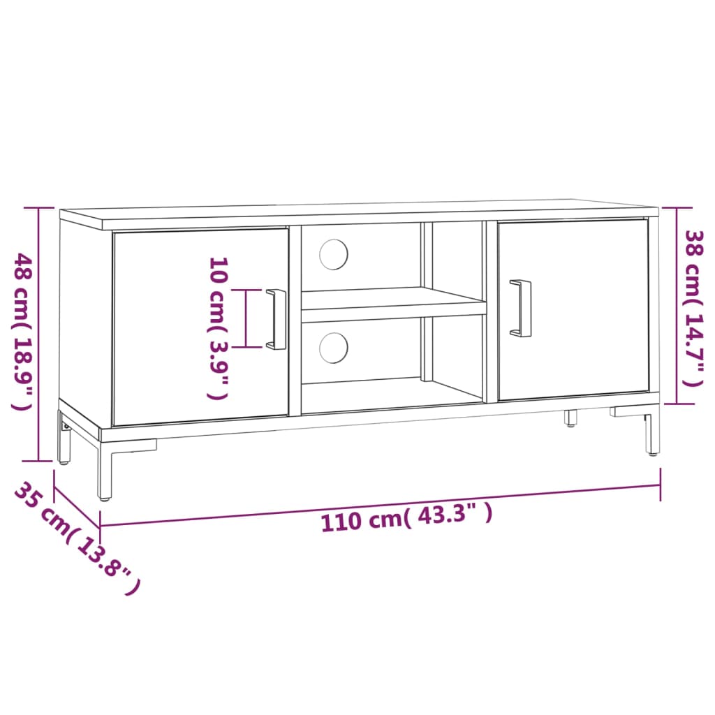 TV stolek hnědý 110 x 35 x 48 cm masivní borové dřevo