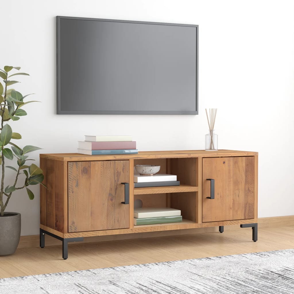 TV stolek hnědý 110 x 35 x 48 cm masivní borové dřevo