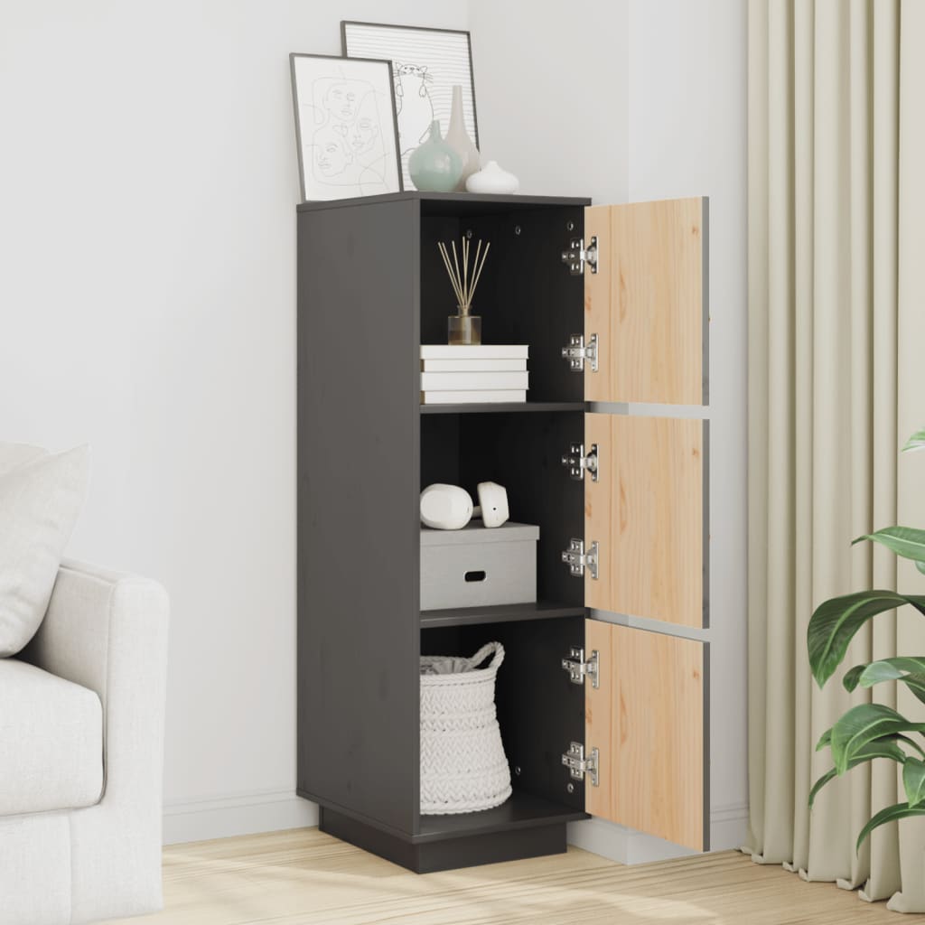 Skříň highboard šedá 34x40x108,5 cm masivní borové dřevo