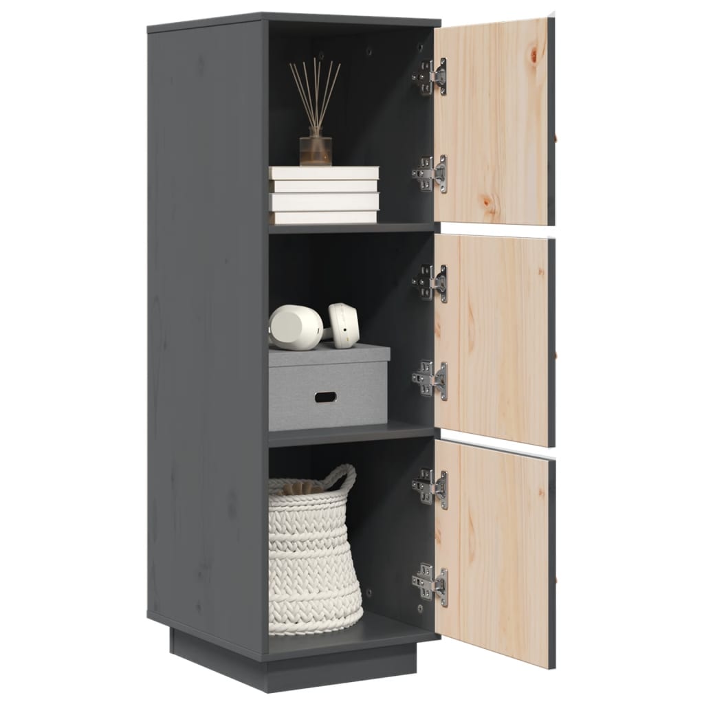 Skříň highboard šedá 34x40x108,5 cm masivní borové dřevo