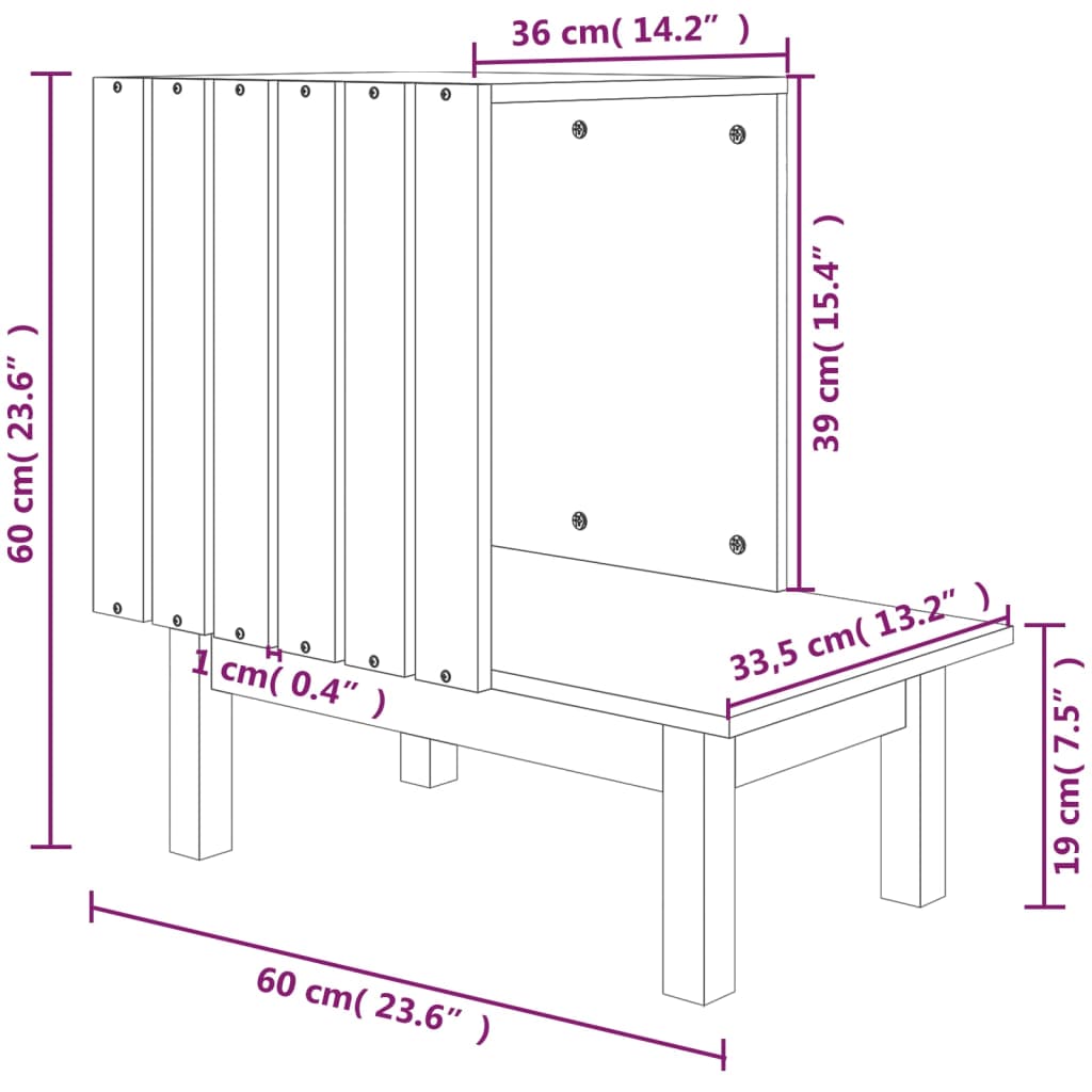 Domeček pro kočky 60 x 36 x 60 cm masivní borové dřevo