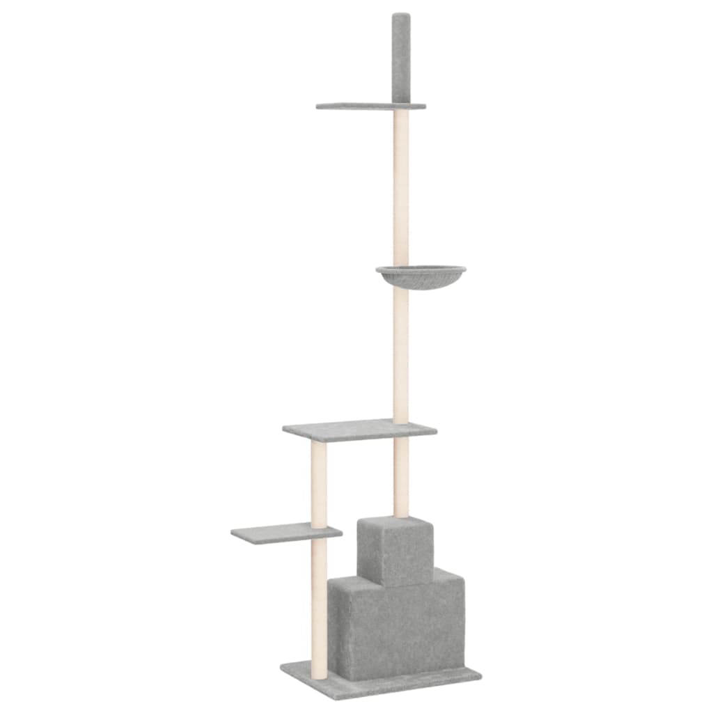 Kočičí strom ke stropu světle šedý 250,5–276,5 cm