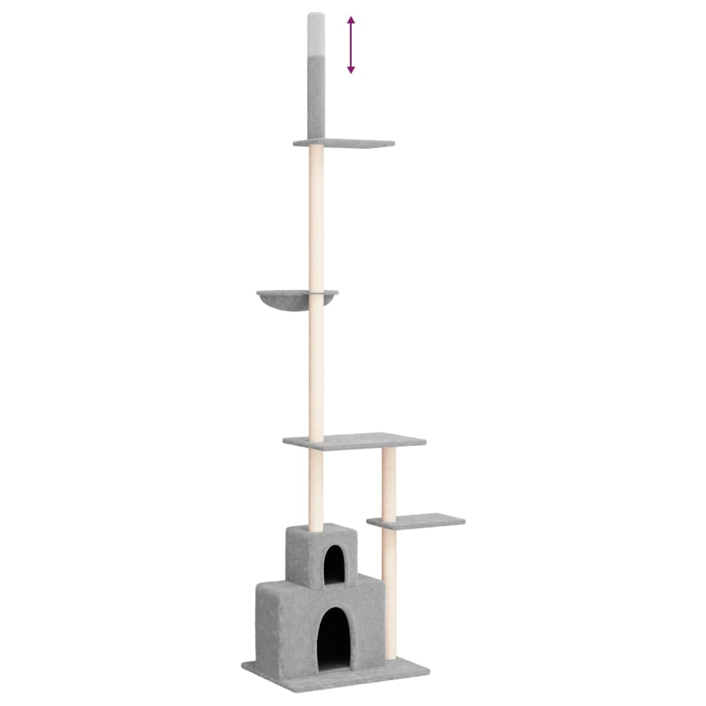 Kočičí strom ke stropu světle šedý 250,5–276,5 cm