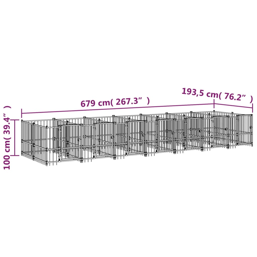 Venkovní psí kotec ocel 13,14 m²