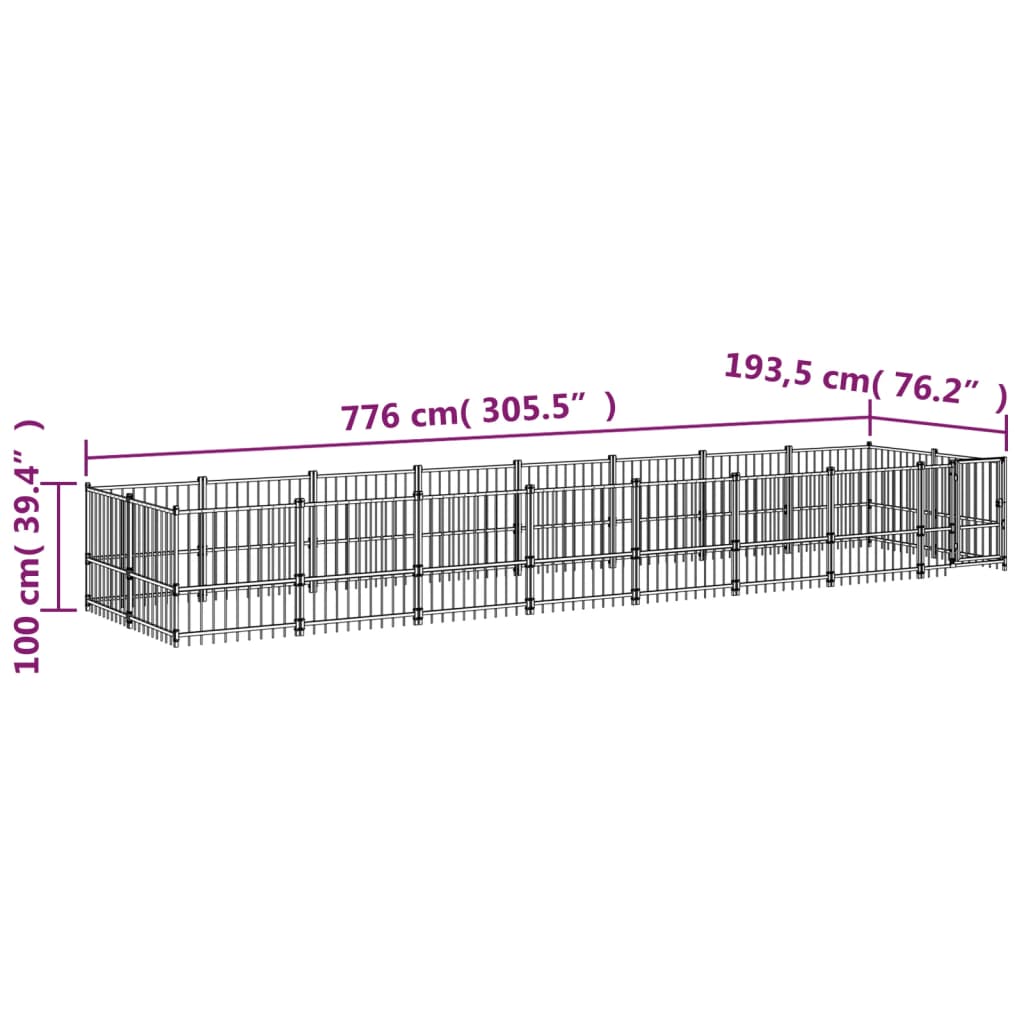 Venkovní psí kotec ocel 15,02 m²