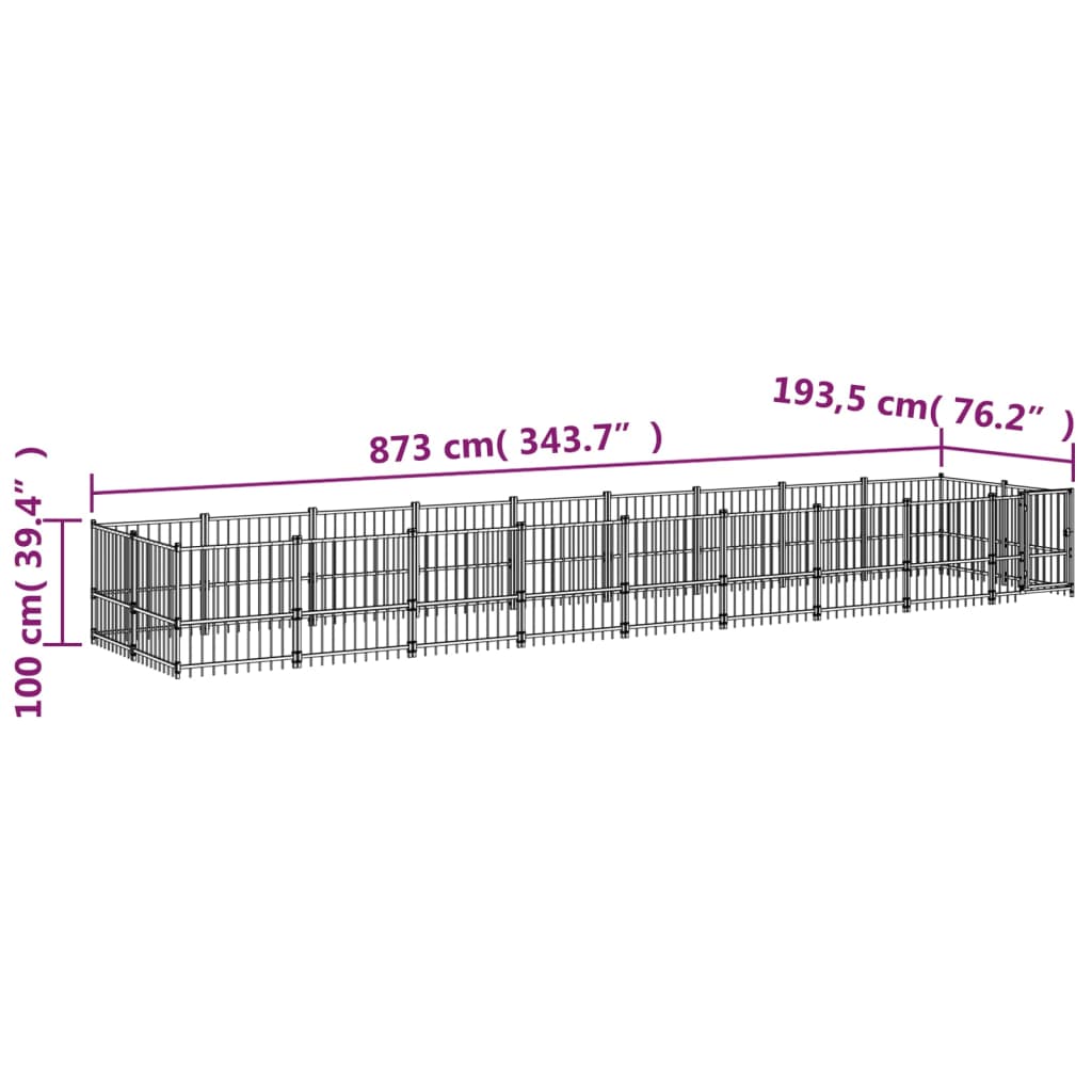 Venkovní psí kotec ocel 16,89 m²