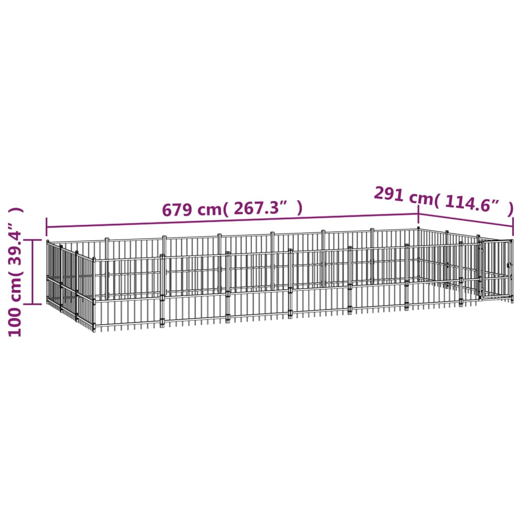 Venkovní psí kotec ocel 19,76m²