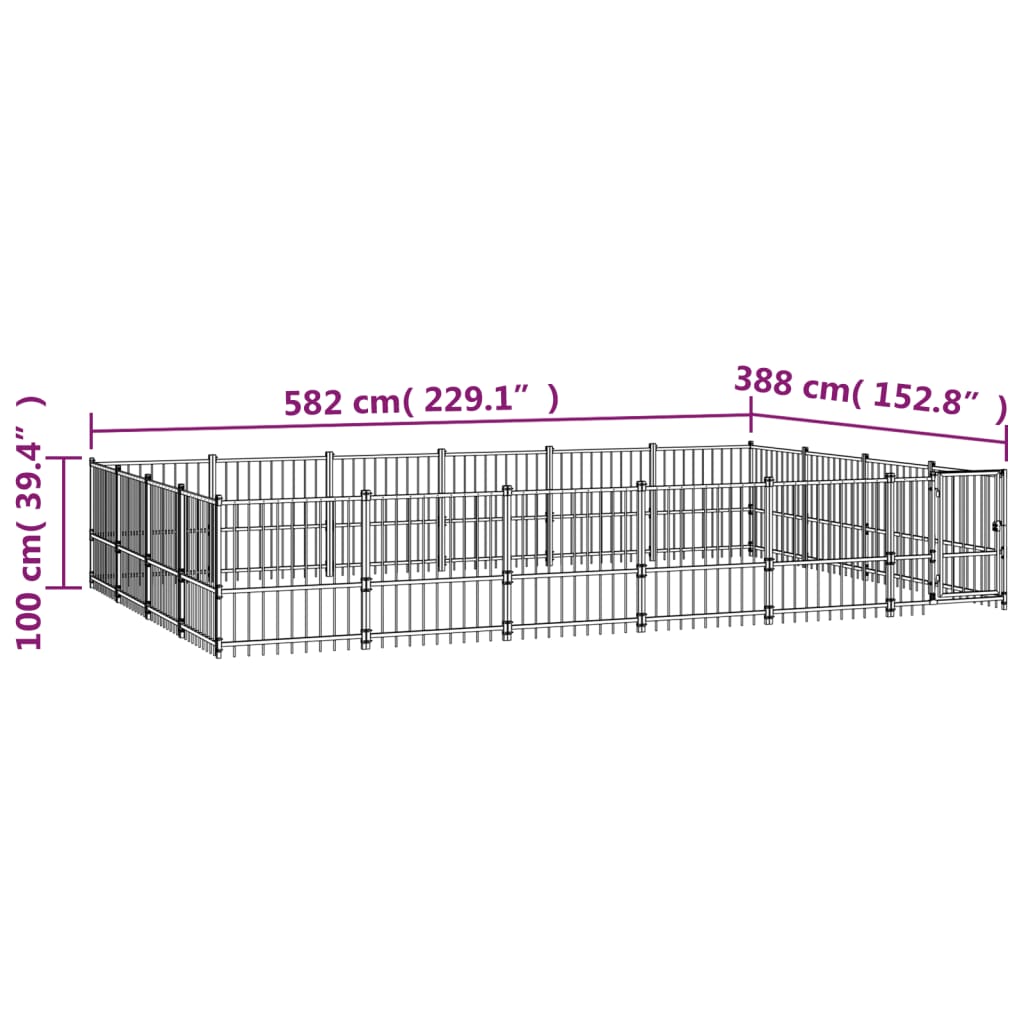 Venkovní psí kotec ocel22,58m²