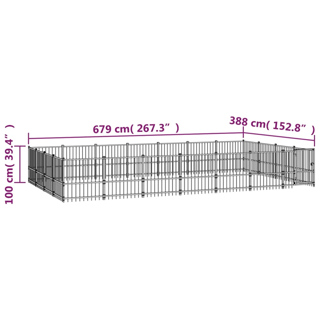 Venkovní psí kotec ocel 26,35 m²