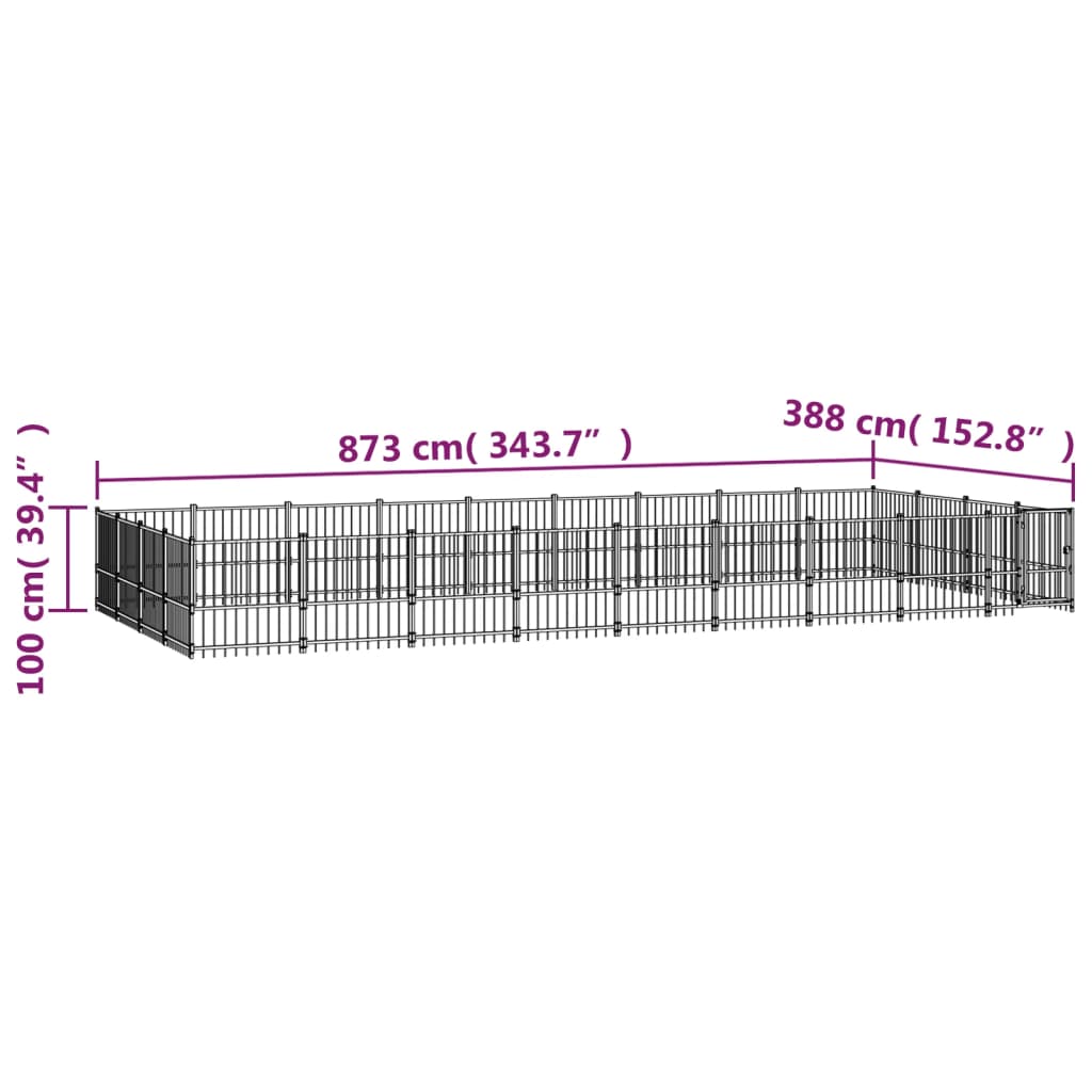 Venkovní psí kotec ocel 33,87 m²