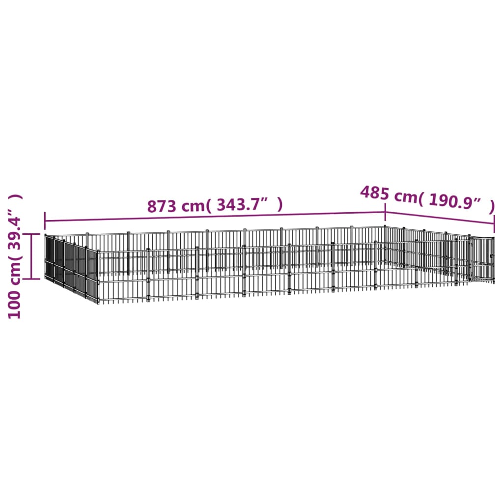 Venkovní psí kotec ocel 42,34 m²