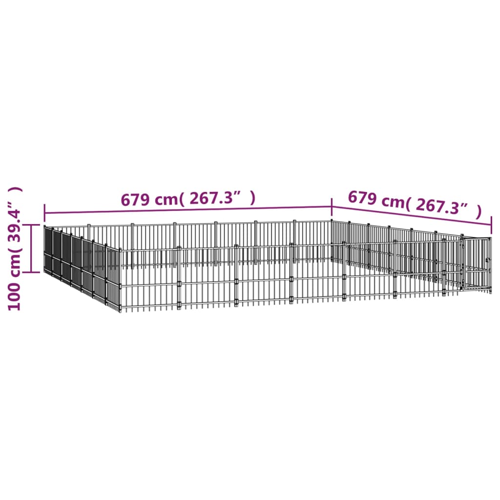 Venkovní psí kotec ocel 46,1 m²