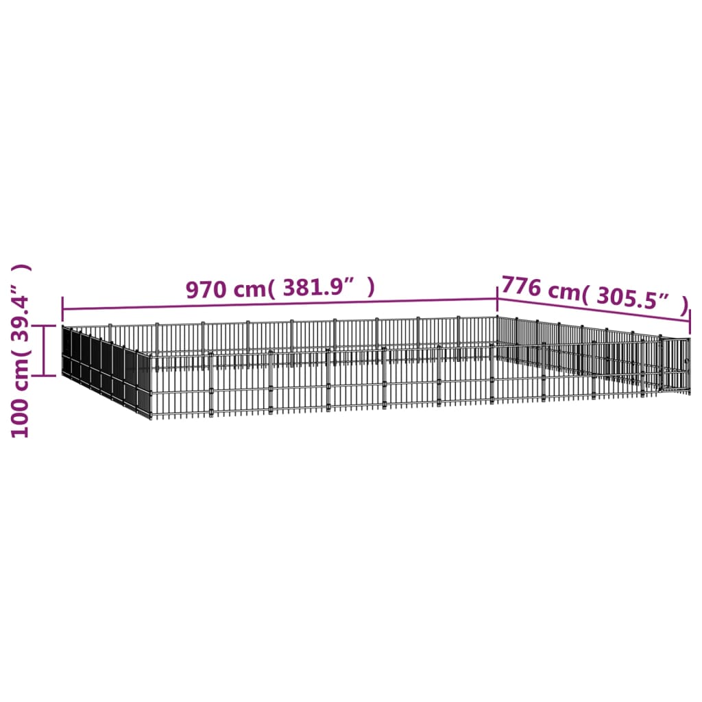 Venkovní psí kotec ocel 75,27 m²