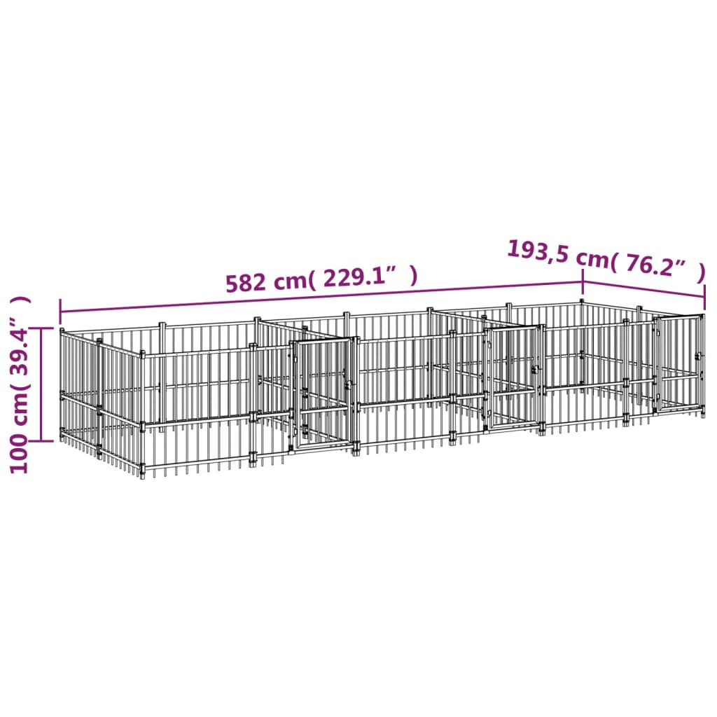 Venkovní psí kotec ocel 11,26 m²