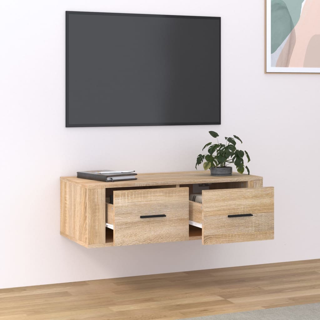 Závěsná TV skříňka dub sonoma 80 x 36 x 25 cm kompozitní dřevo