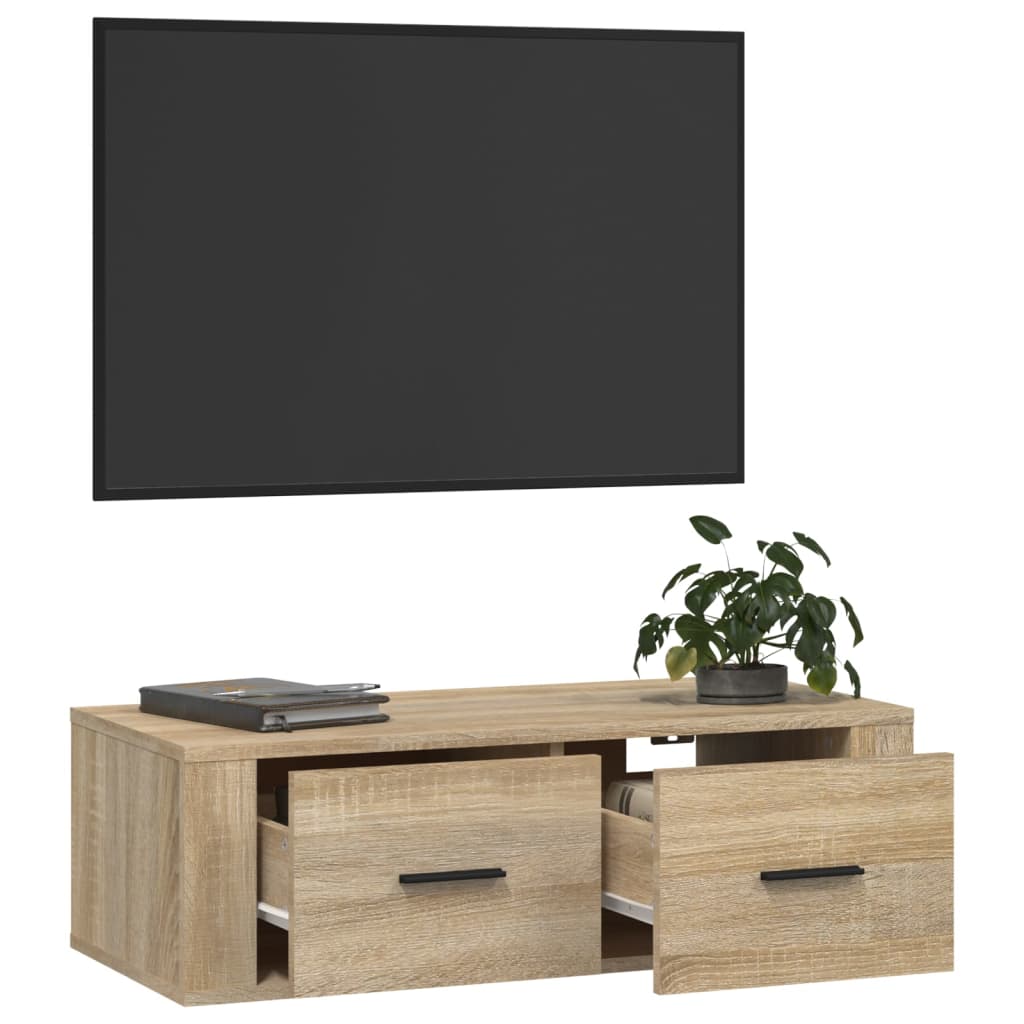 Závěsná TV skříňka dub sonoma 80 x 36 x 25 cm kompozitní dřevo