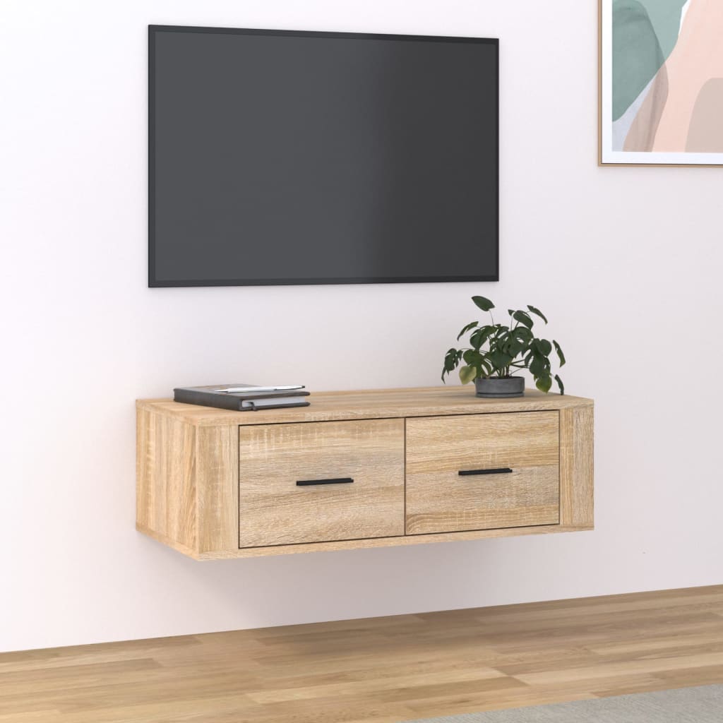 Závěsná TV skříňka dub sonoma 80 x 36 x 25 cm kompozitní dřevo