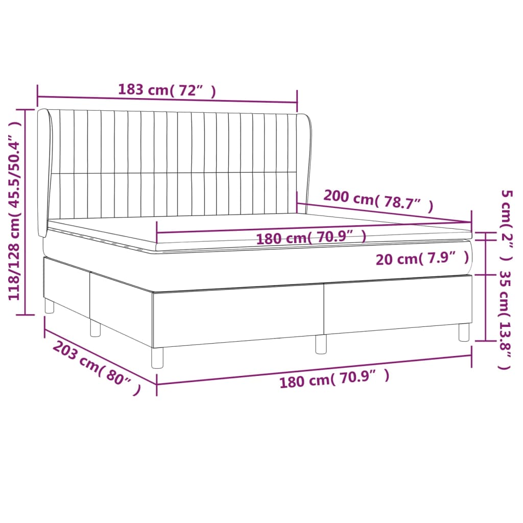 Box spring postel s matrací krémová 180x200 cm textil