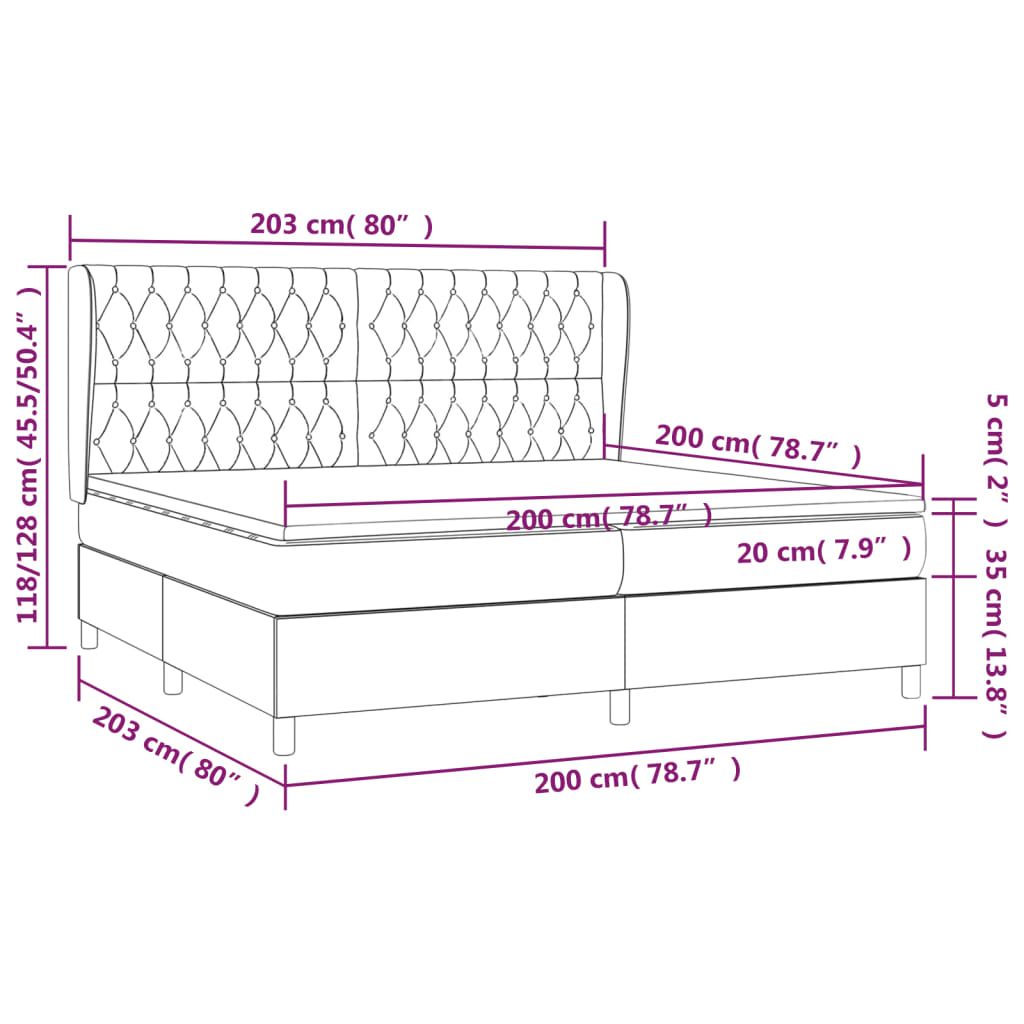 Box spring postel s matrací tmavě hnědá 200x200 cm textil