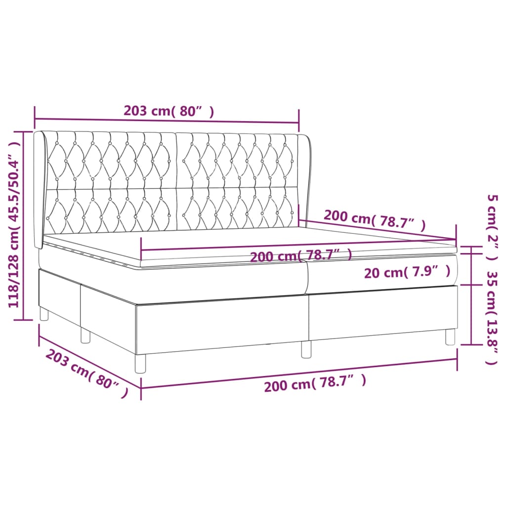 Box spring postel s matrací modrá 200x200 cm textil