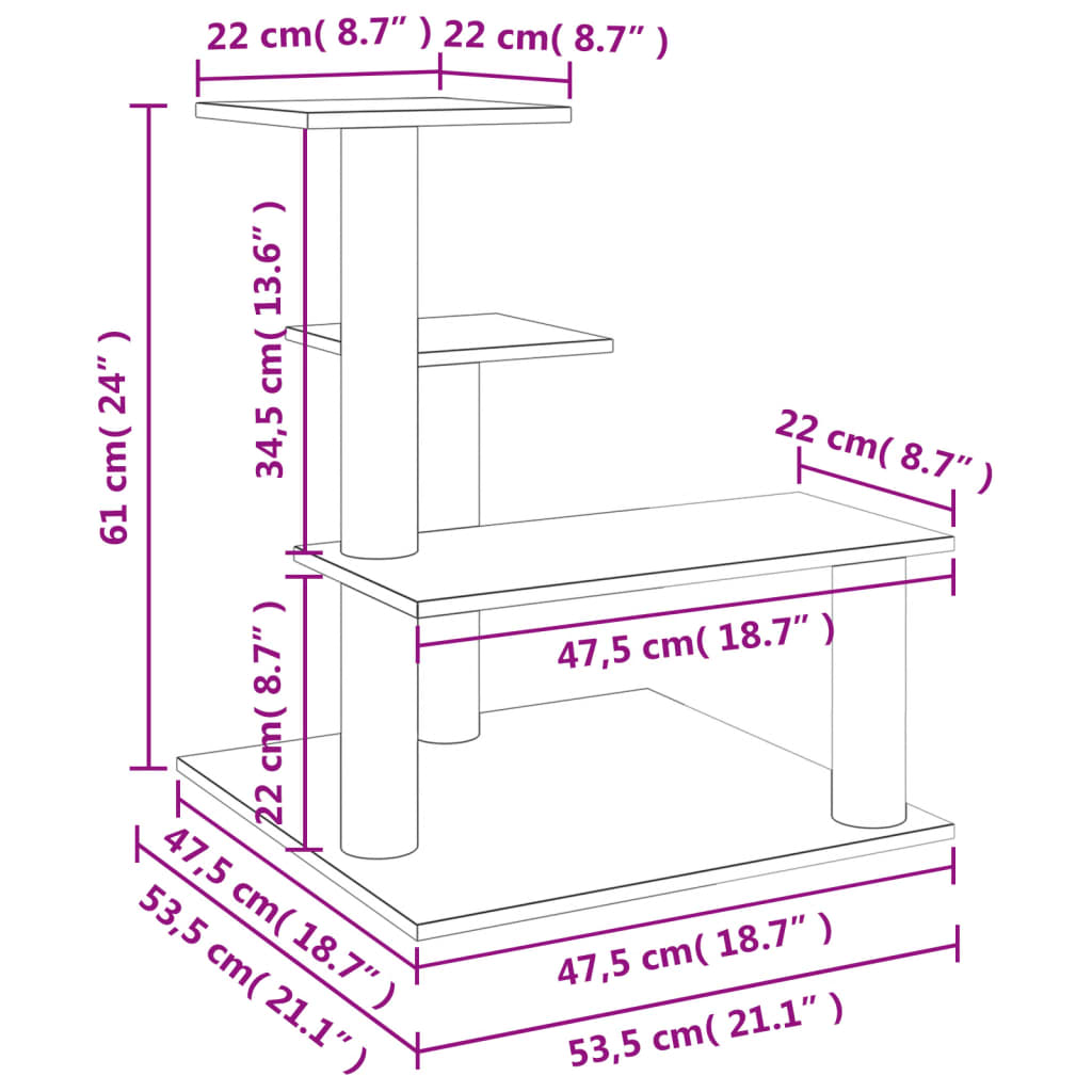 Škrabadlo pro kočky se sisalovými sloupky krémové 61 cm