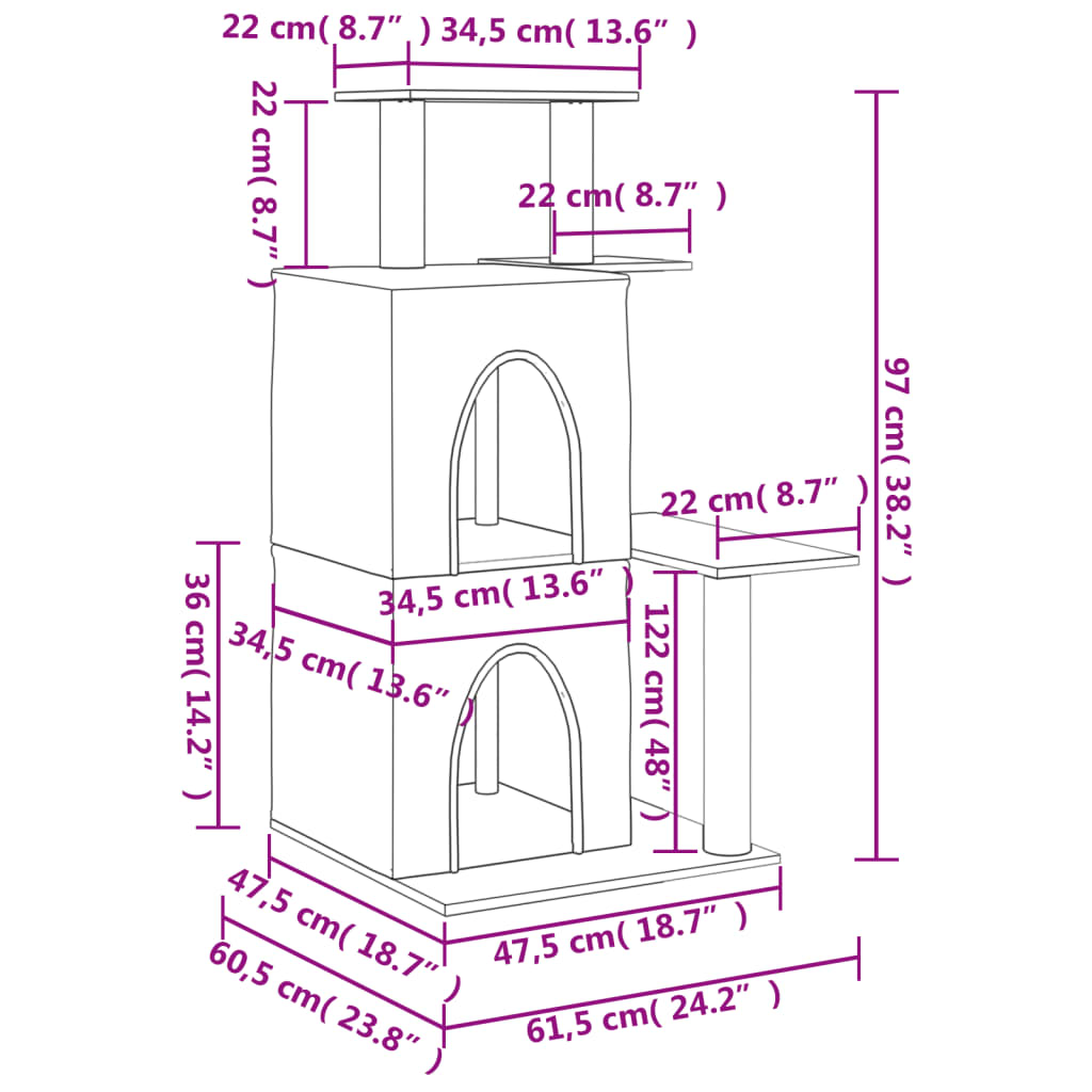 Škrabadlo pro kočky se sisalovými sloupky krémové 97 cm