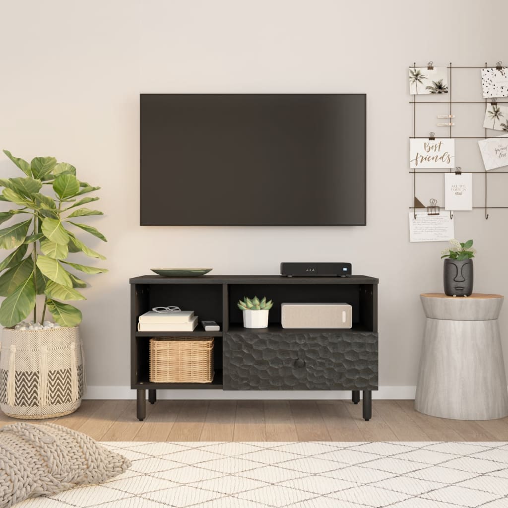 TV skříňka černá 80 x 33 x 46 cm masivní mangovníkové dřevo