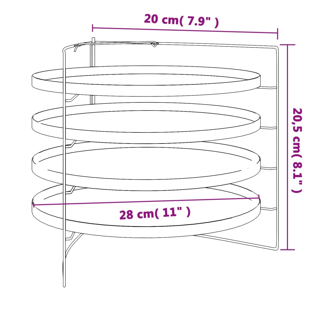 Plechy na pizzu 4 ks se stojanem Ø 28 cm ocel