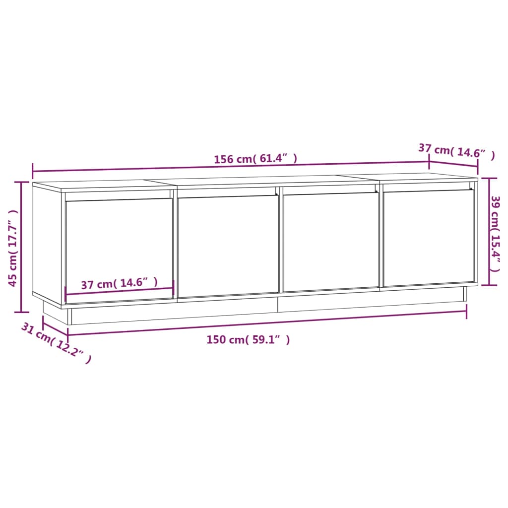 TV skříňka 156 x 37 x 45 cm masivní borové dřevo