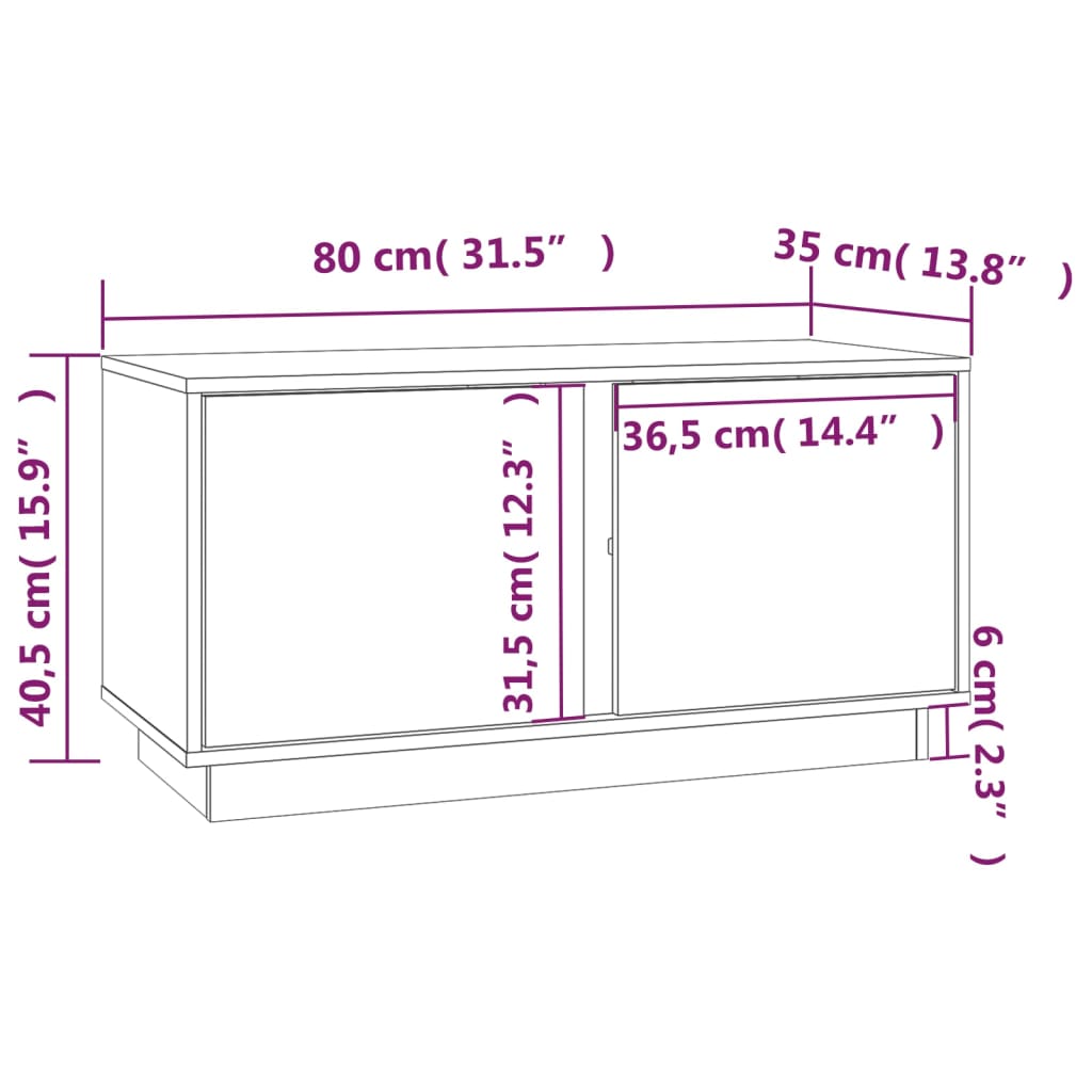 TV skříňka 80 x 35 x 40,5 cm masivní borové dřevo