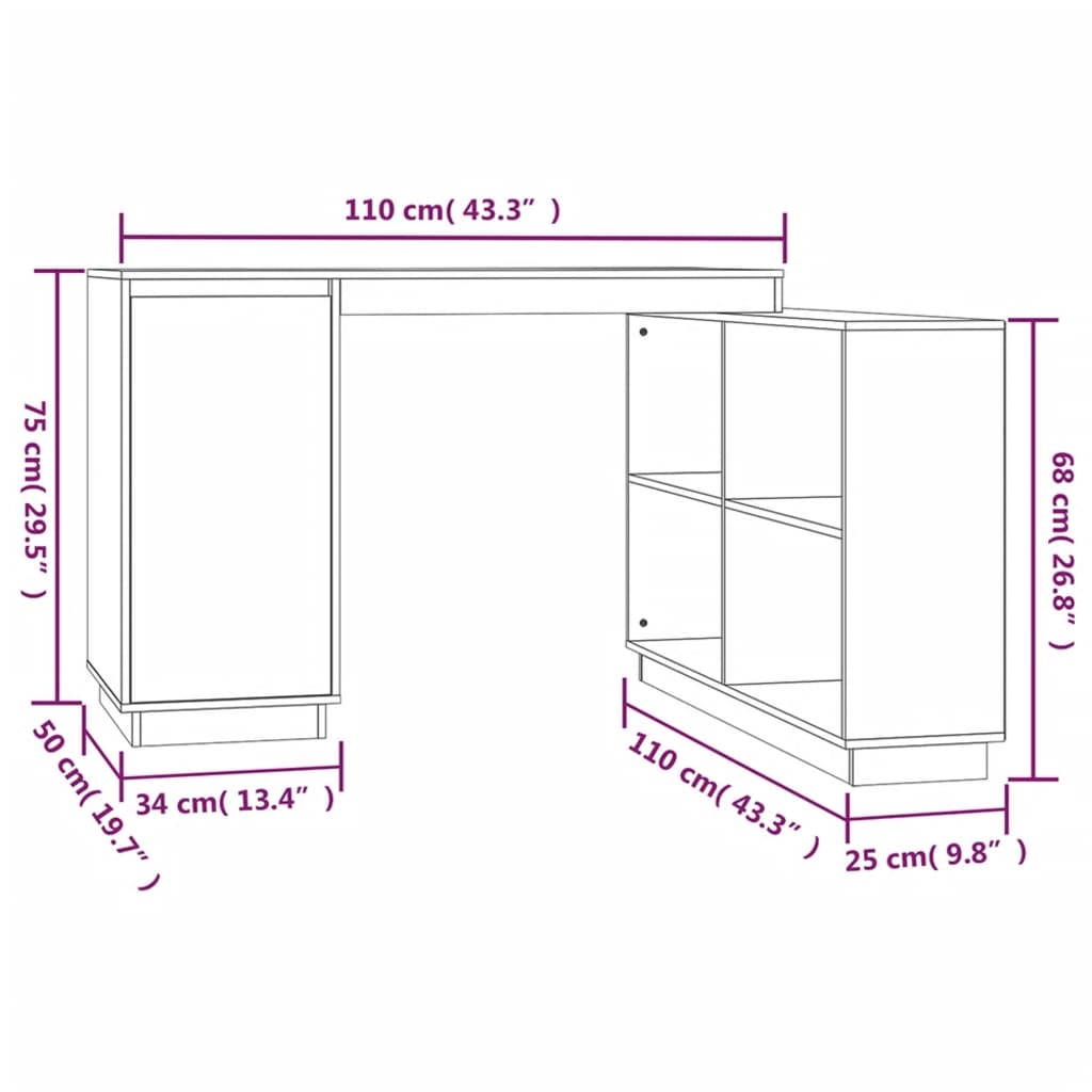 Psací stůl 110x50x75 cm masivní borové dřevo