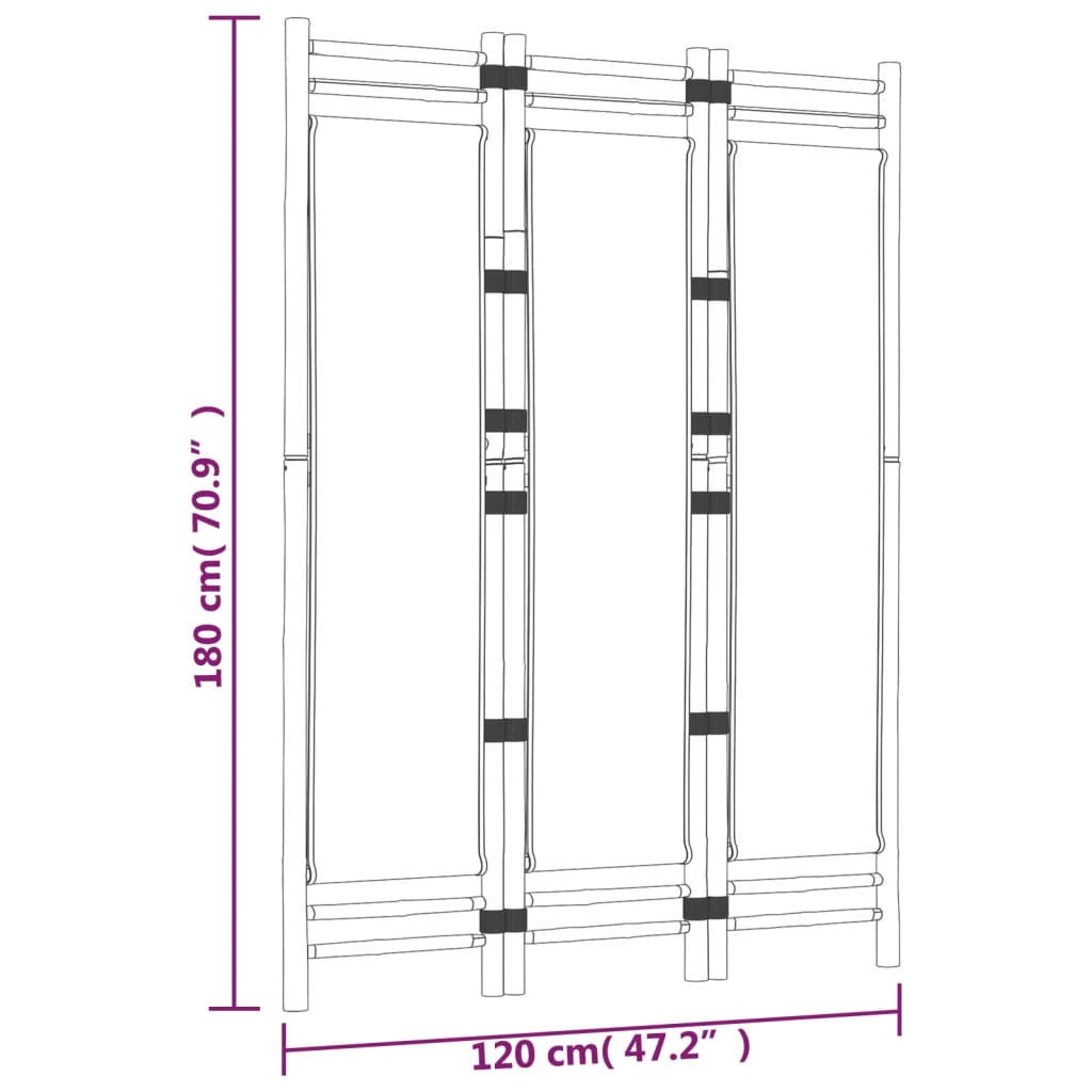 Skládací 3panelový paraván 120 cm bambus a plátno