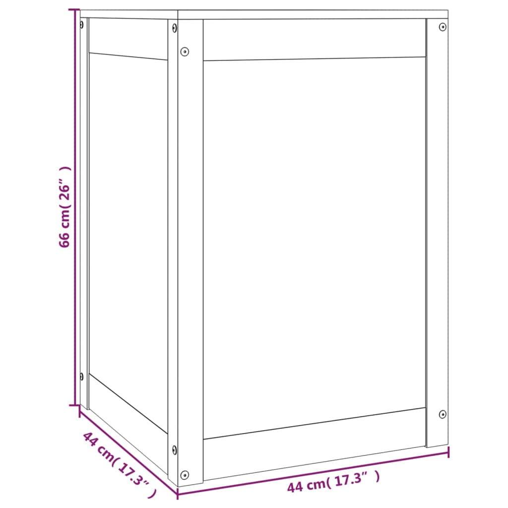 Box na prádlo bílý 44 x 44 x 66 cm masivní borové dřevo