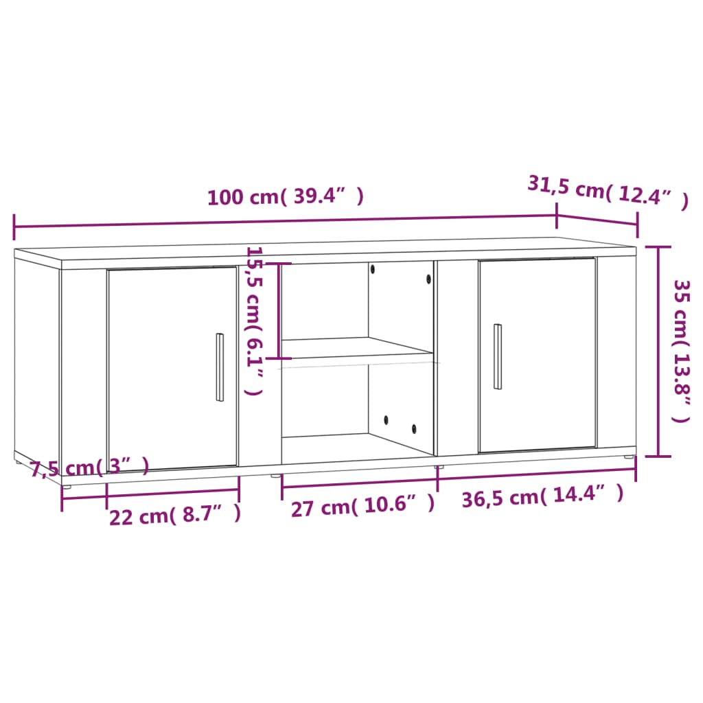 TV skříňka černá 100x31,5x35 cm kompozitní dřevo