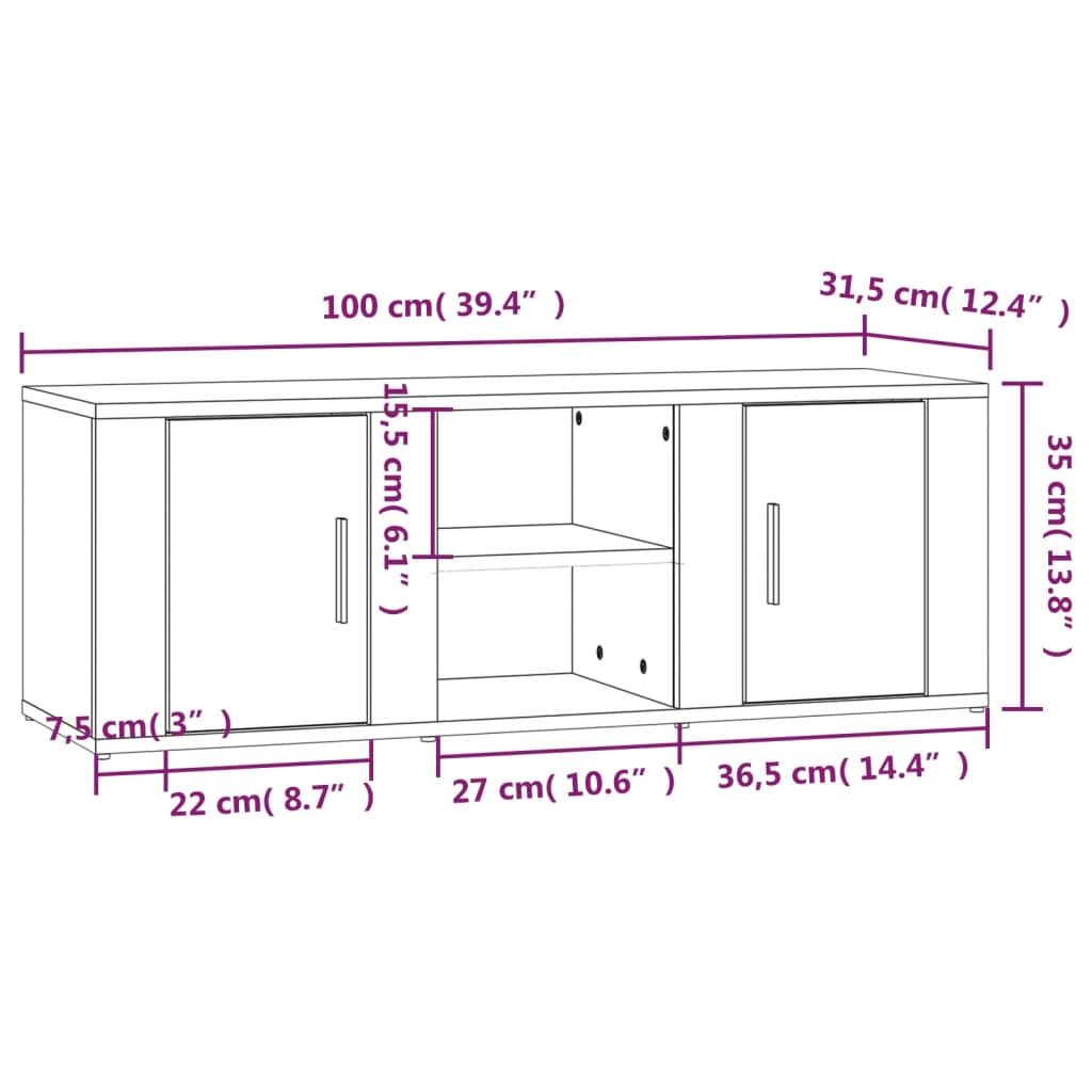 TV skříňka dub sonoma 100x31,5x35 cm kompozitní dřevo