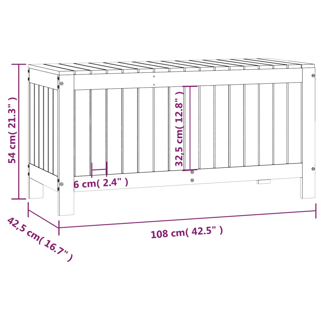 Zahradní úložný box 108 x 42,5 x 54 cm masivní borové dřevo