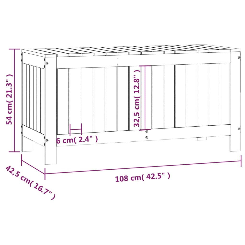 Zahradní úložný box bílý 108 x 42,5 x 54 cm masivní borovice