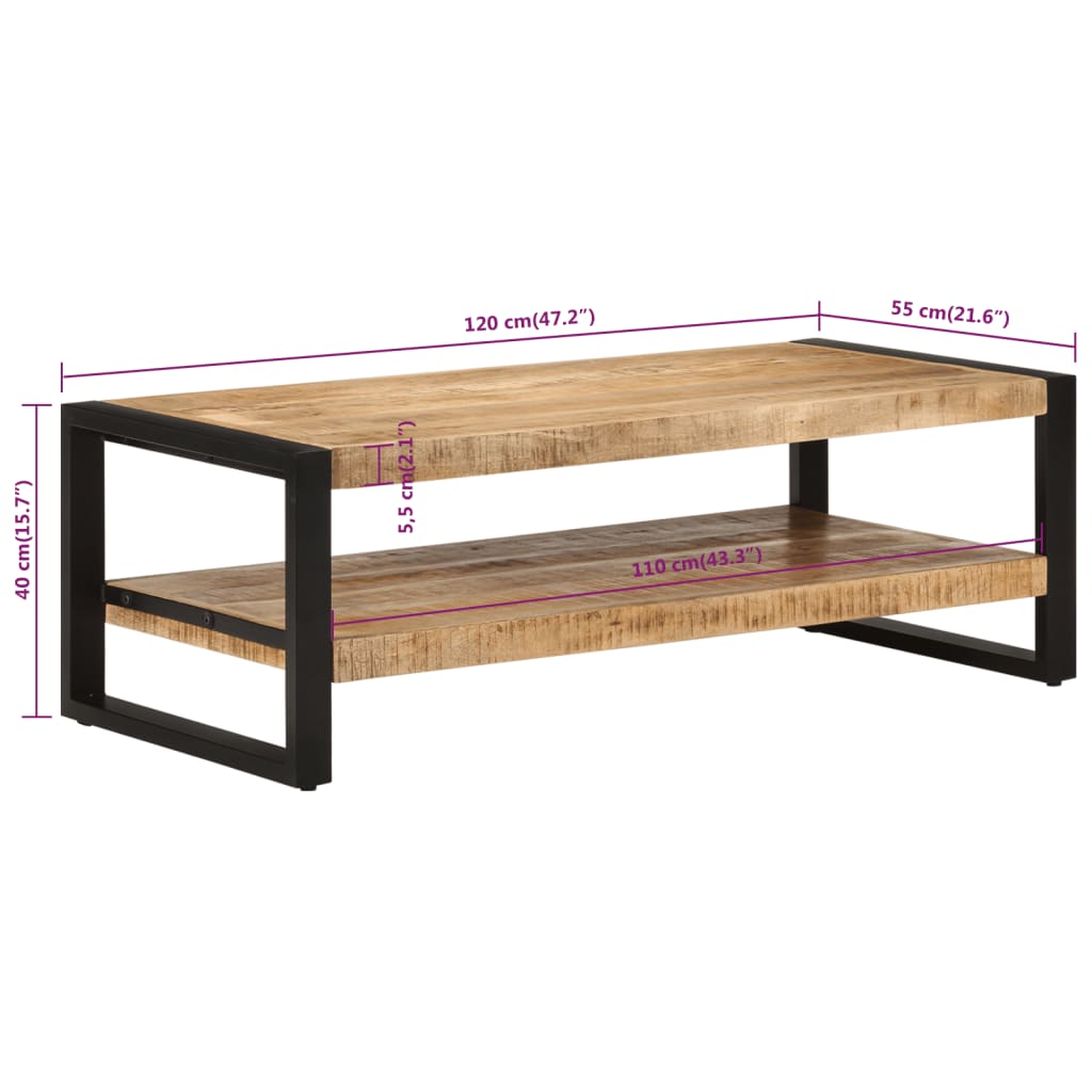 Konferenční stolek 120 x 55 x 40 cm masivní mangovníkové dřevo